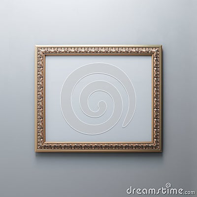 Classic Frame On White Wall (Rectangle Horizontal Version) Stock Photo