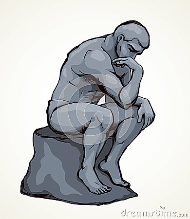 The statue the Thinker. Vector drawing Vector Illustration