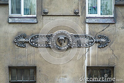 Classic fretwork on the wall of the building Stock Photo