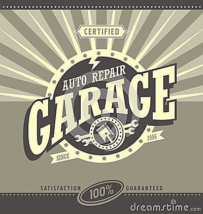 Classic garage retro banner design concept Vector Illustration