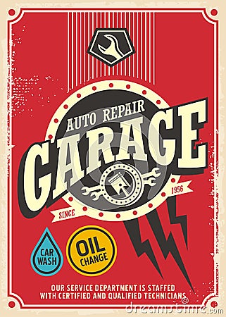 Classic garage retro poster Vector Illustration