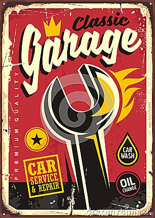 Classic garage vintage sign Stock Photo