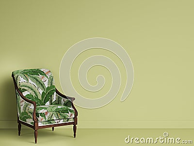 Classic geen chair in green room with copy space Cartoon Illustration