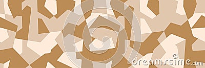 Classic geometric brown camouflage, military texture, seamless camo pattern. Desert color. Vector Illustration