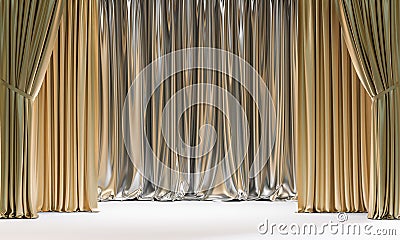 Classic gold and silver colored curtains Stock Photo
