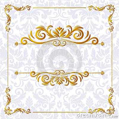 Classic gold and white design frame Cartoon Illustration