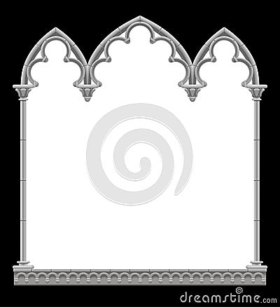 Classic gothic architectural decorative frame in black and white Vector Illustration