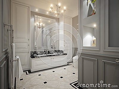 Classic gray bathroom interior design Stock Photo