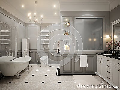 Classic gray bathroom interior design Stock Photo