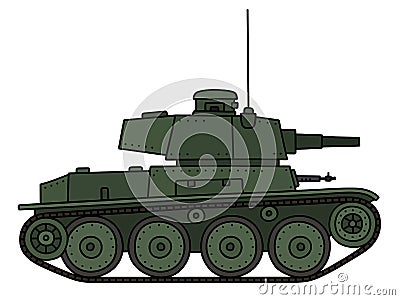 Classic green light tank Vector Illustration