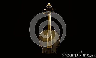 classic half gold violin isolated on black background, Stock Photo