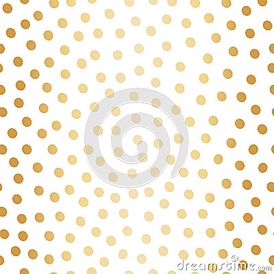 Classic hand drawn gold foil polka dot all over print design. Seamless vector pattern on white background. Great for Vector Illustration