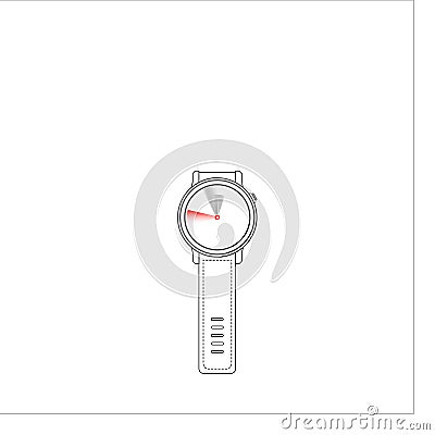 Classic hand watch in black and red style. illustration isolated on white background Cartoon Illustration