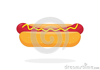 Classic hotdog Flat vector illustration. Vector Illustration