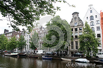 Classic houses on the Keizersgracht, with stepped gable Editorial Stock Photo