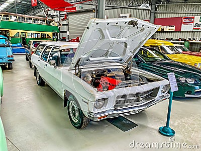 Classic HQ Holden station wagon on display at the National Transport Museum in Inverell, Australia Editorial Stock Photo