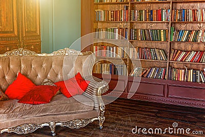 Classic Interior of home library Editorial Stock Photo