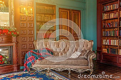 Classic Interior of home library Editorial Stock Photo