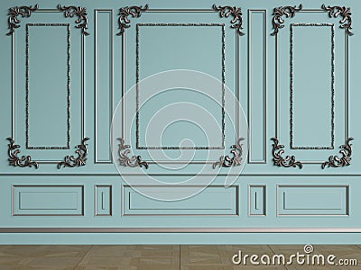 Classic interior wall with mouldings Cartoon Illustration