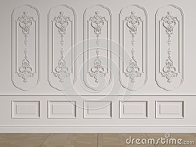 Classic interior wall with mouldings Cartoon Illustration