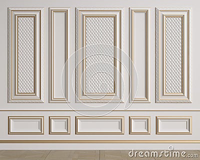 Classic interior wall with mouldings Cartoon Illustration