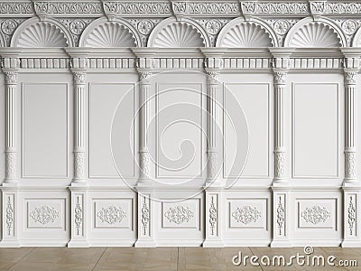 Classic interior wall with mouldings Cartoon Illustration