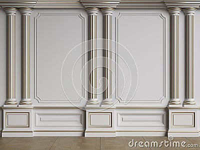 Classic interior wall with mouldings Cartoon Illustration