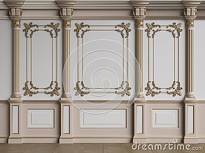 Classic interior wall with mouldings Cartoon Illustration