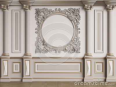 Classic interior wall with mouldings Cartoon Illustration