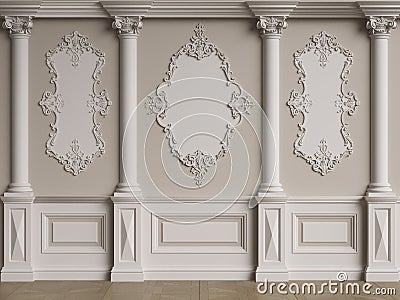 Classic interior wall with mouldings Cartoon Illustration