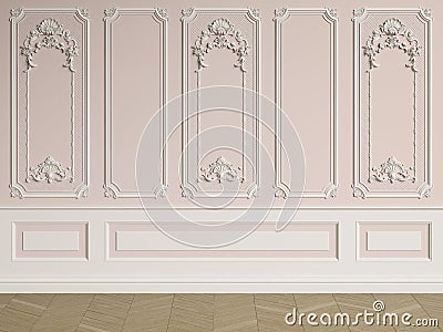 Classic interior wall with mouldings Cartoon Illustration