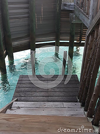 classic interior at watervilla resort in gili lankanfushi maldives Stock Photo