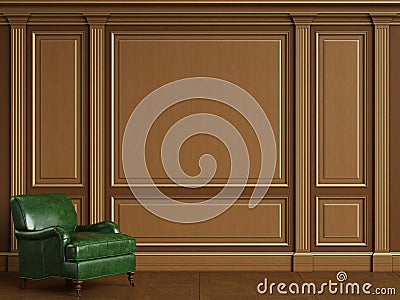 Classic interior with wooden boiserie with copy space Stock Photo