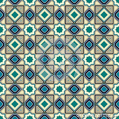 Classic Islamic seamless pattern. Arabic mosaic. Blue. Vector illustration. Vector Illustration