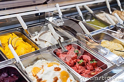 Classic italian gourmet gelato gelatto ice cream display in shop Stock Photo