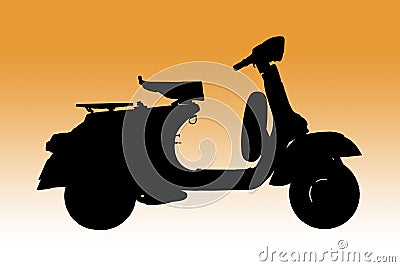 Classic Italian scooter as Silhouette Stock Photo