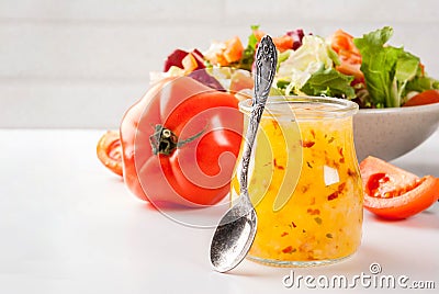 Classic salad dressings Stock Photo