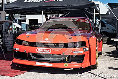Classic Japanese red Nissan Silvia S14 Kouki sports car prepared and tuned for competition Editorial Stock Photo