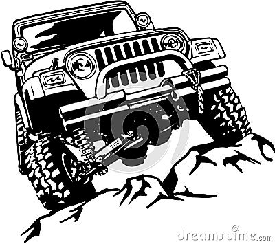 Classic Jeep Illustration Vector Illustration