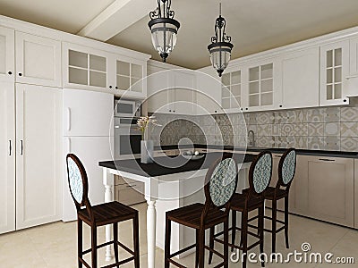 Classic kitchen interior Stock Photo