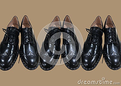 Classic leather oxfords shoes. Clothes collage Stock Photo