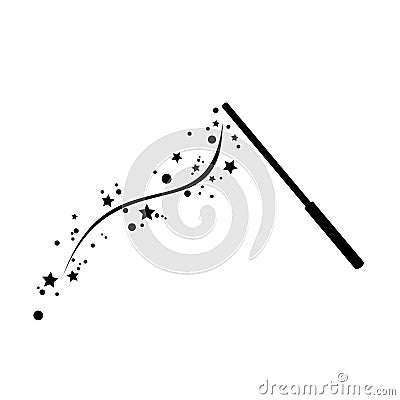 Classic magic stick with stars, fairy tale icon, wand vector Vector Illustration