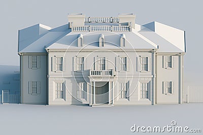 Classic mansion house. Computer visualization in grey colors. 3d render Stock Photo