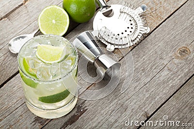 Classic margarita cocktail with salty rim Stock Photo