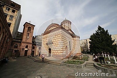 Classic Medieval Christian Orthodox church show on ultra vide angle view from one of its corners Editorial Stock Photo