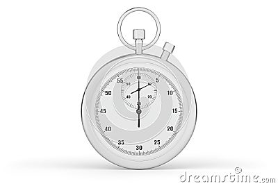 Classic metallic chrome mechanical stopwatch isolated on white Cartoon Illustration