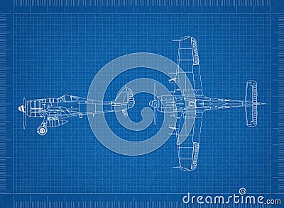 Classic Military plane blueprint Stock Photo