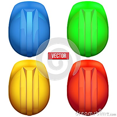 Classic miners helmets. Top view. Vector Vector Illustration