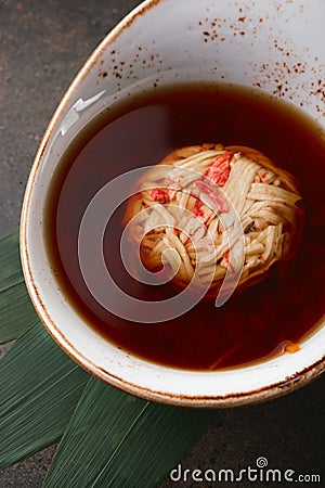 Classic miso soup with crab meat. Stock Photo