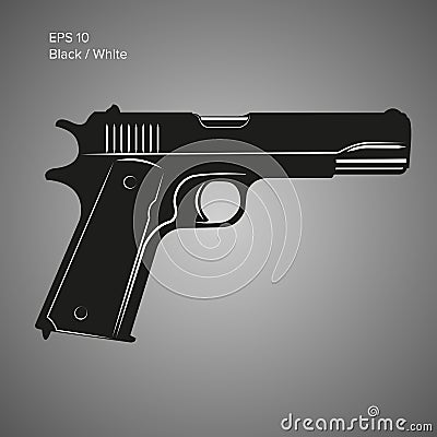 Classic 9mm pistol vector illustration. Legendary armament. Vector Illustration